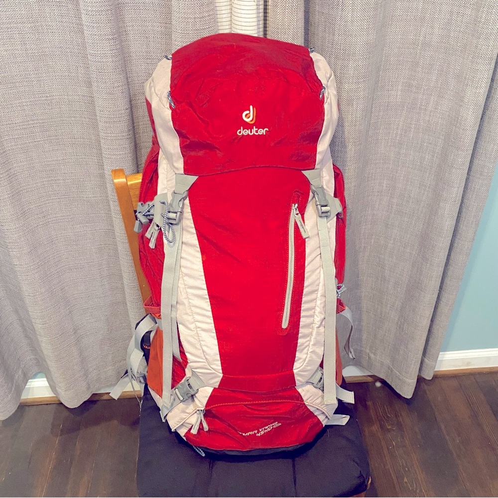 Women’s Deuter Red and Grey Hiking Backpack